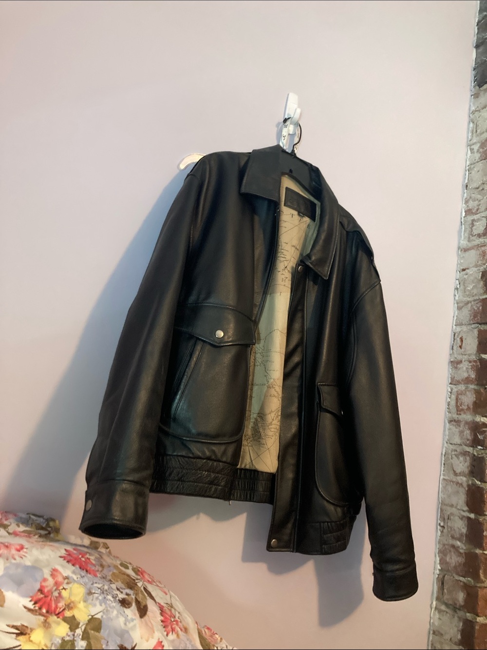 St. John's Bay Black Leather Bomber Jacket